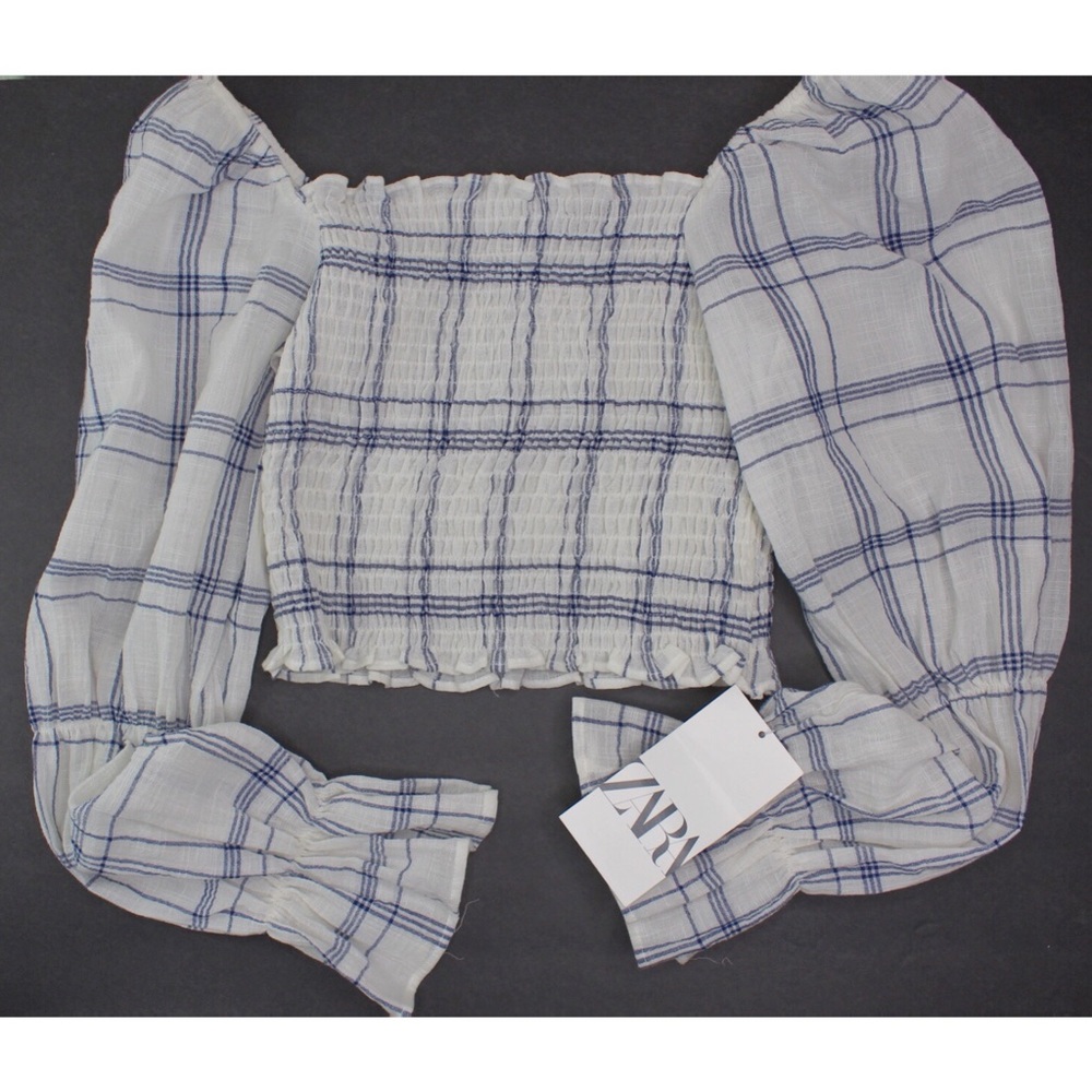 Zara Rustic Puff Sleeve Cropped Top - Picture 7 of 11